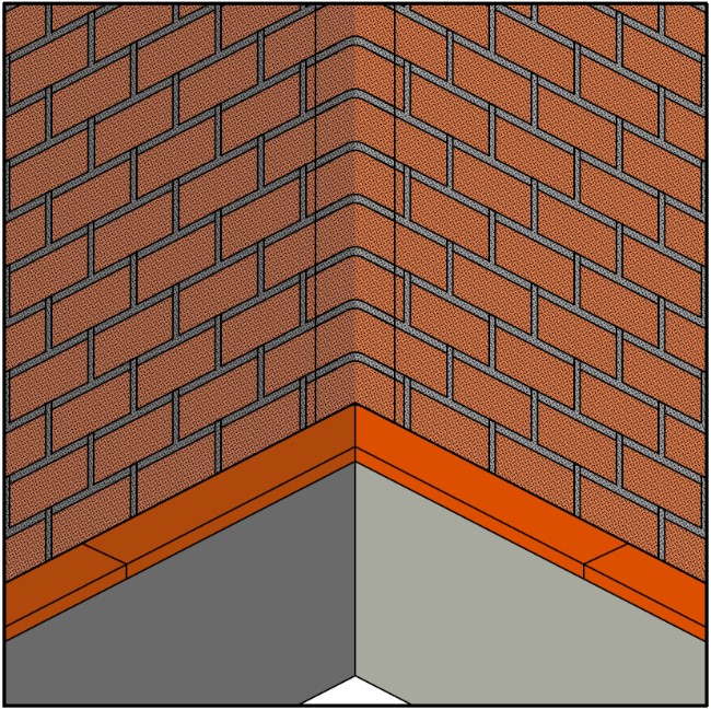 Устройство внутренних углов при помощи угловых
                        элементов brick